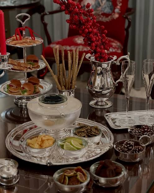 Elegant caviar service setup